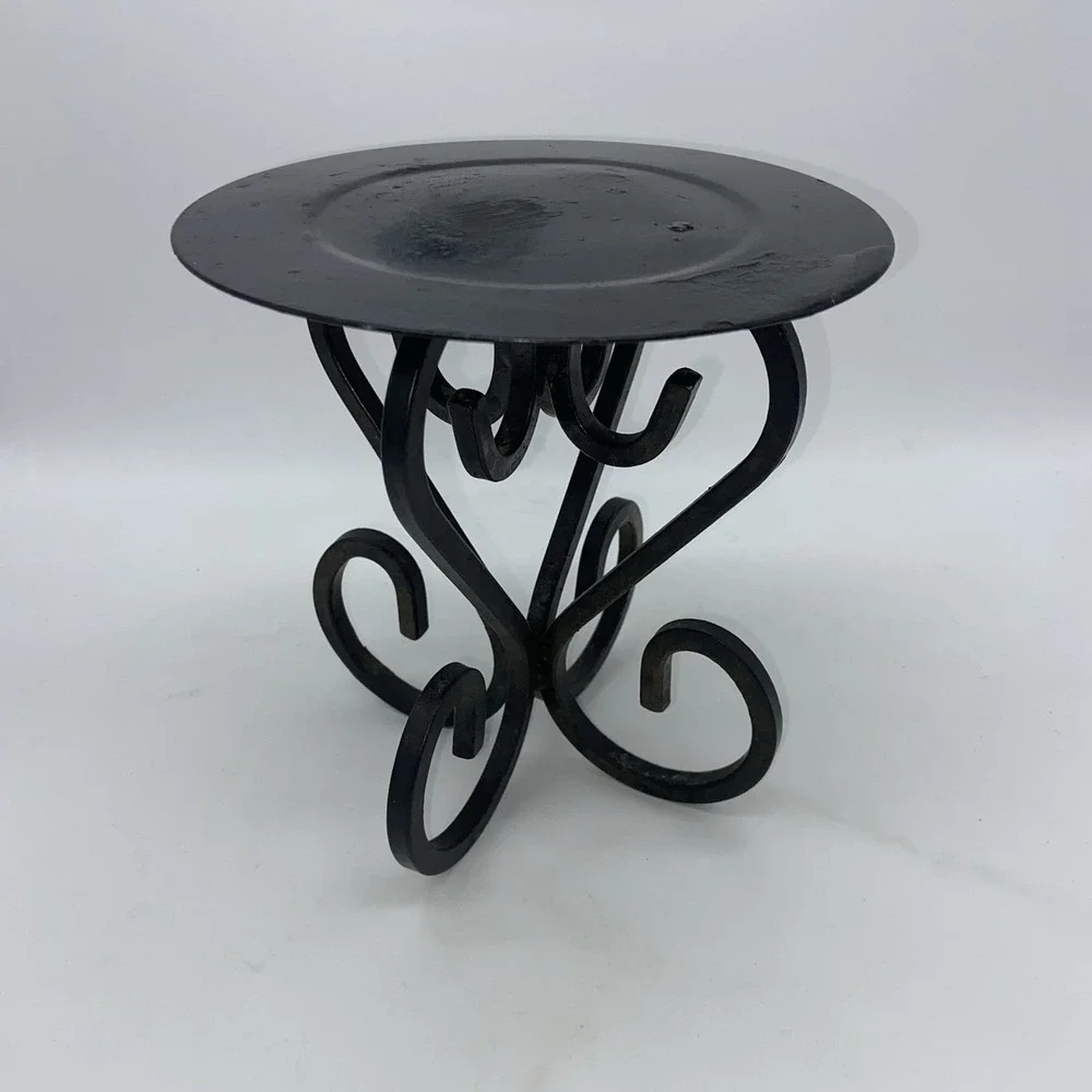 Black Wrought Iron Scroll Candle Holder Pedestal Stand Metal Display Riser 6